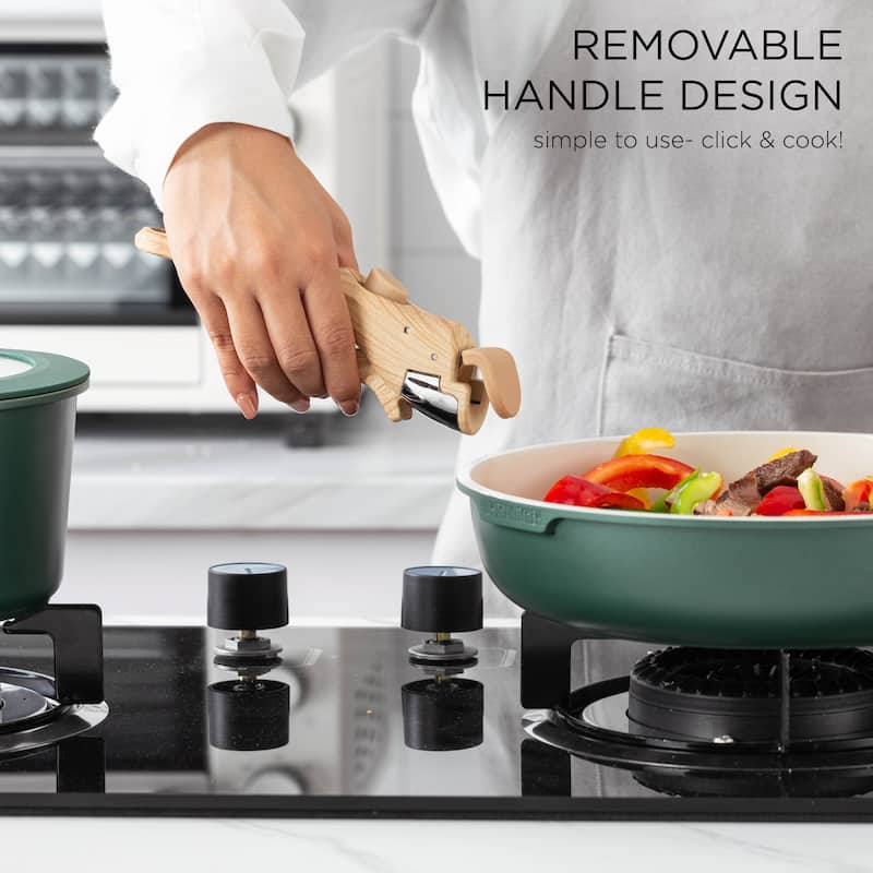 Country Kitchen 16 Piece RV Cookware Set Ceramic with Removable Handle Oven Safe.