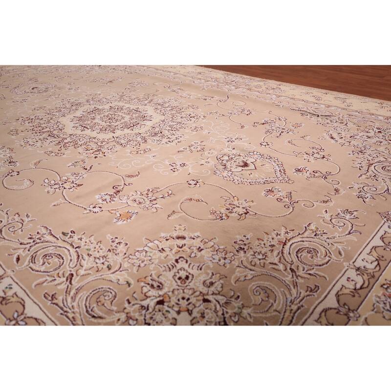 Victorian Style Kashan Turkish Area Rug Machine Made Brown Carpet - 8'0" x 11'5"