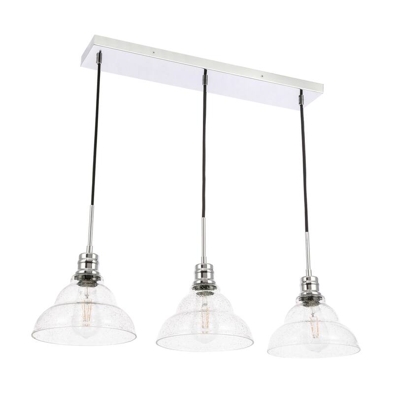 Gia 8.5-Inch 3-Light Clear Seeded Glass Pendant