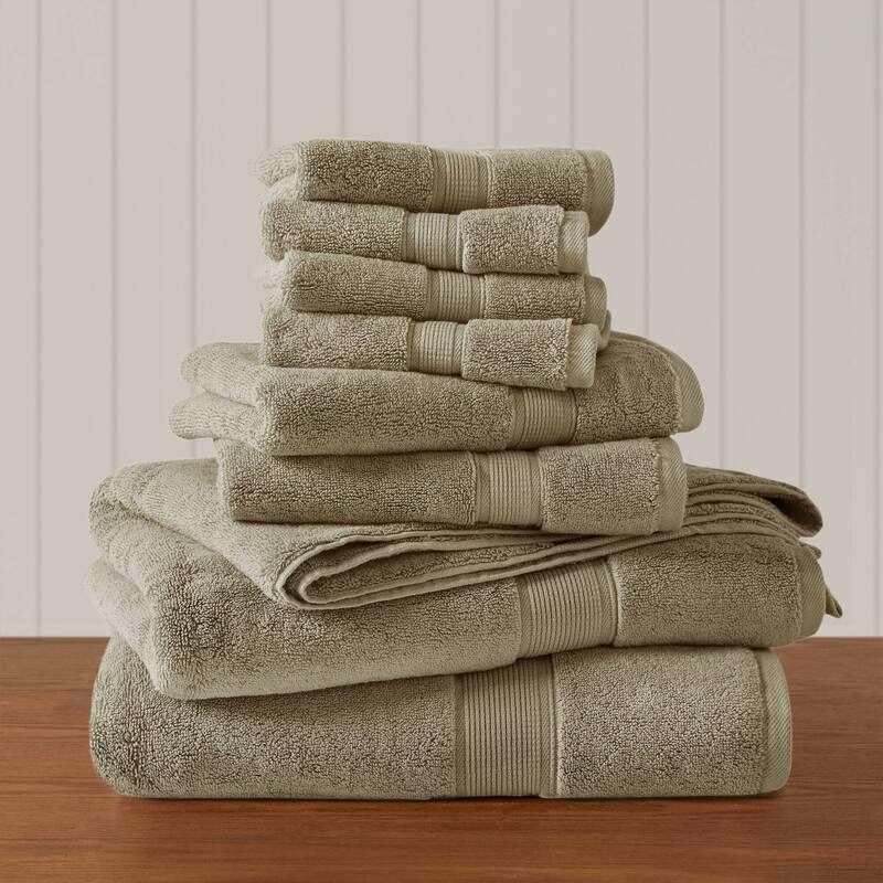 Madison Park Signature 800GSM Ultra-Soft 100% Cotton Absorbent Towel Set - 8-Piece - Beige