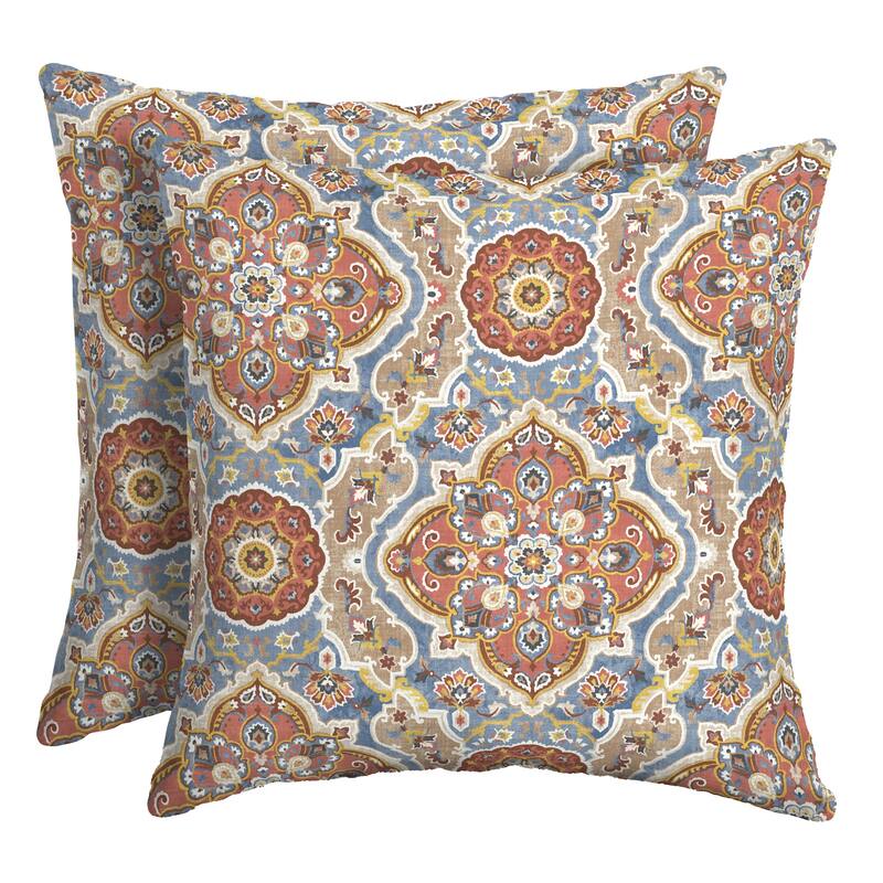 ARDEN 16 x 16 in Outdoor Square Throw Pillow - 2 Count - Global Vintage Medallion