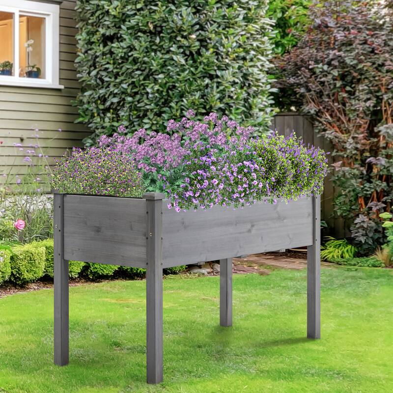 Yaheetech Raised Wooden Garden Bed Flower Boxes and Vegetable Planter