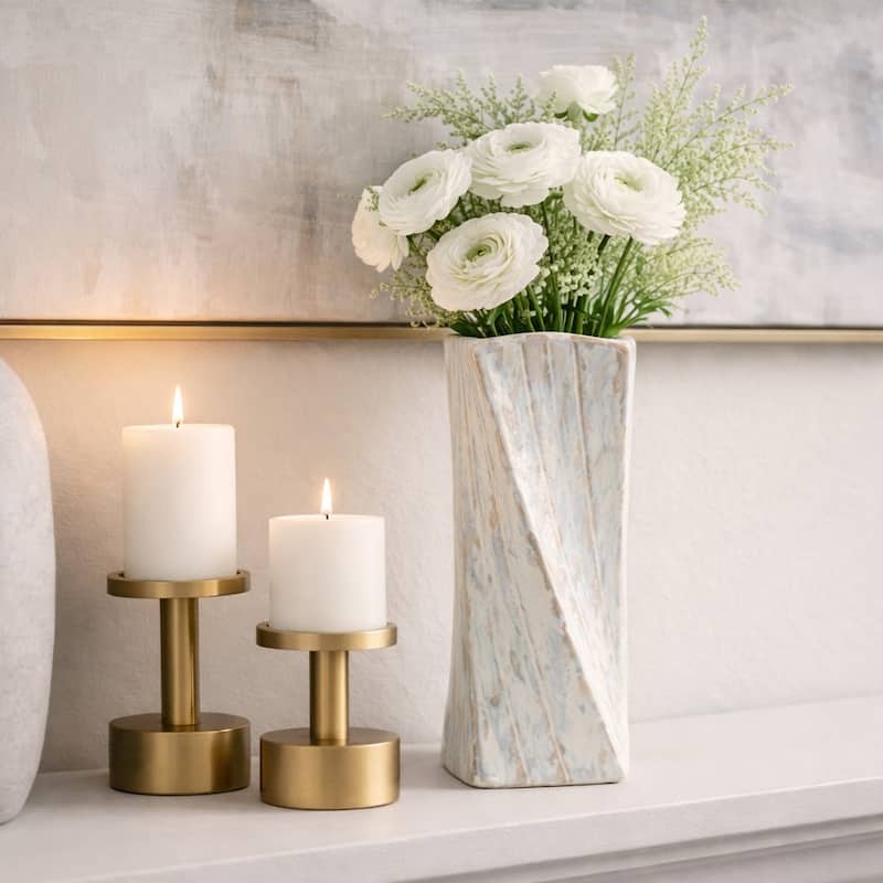 Decorative Vase - Ivory Ceramic Twist Design