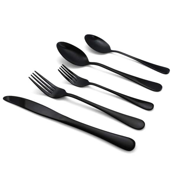 Elyon Luly Matte Colored Stainless Steel Flatware Set - Black - Service for 8