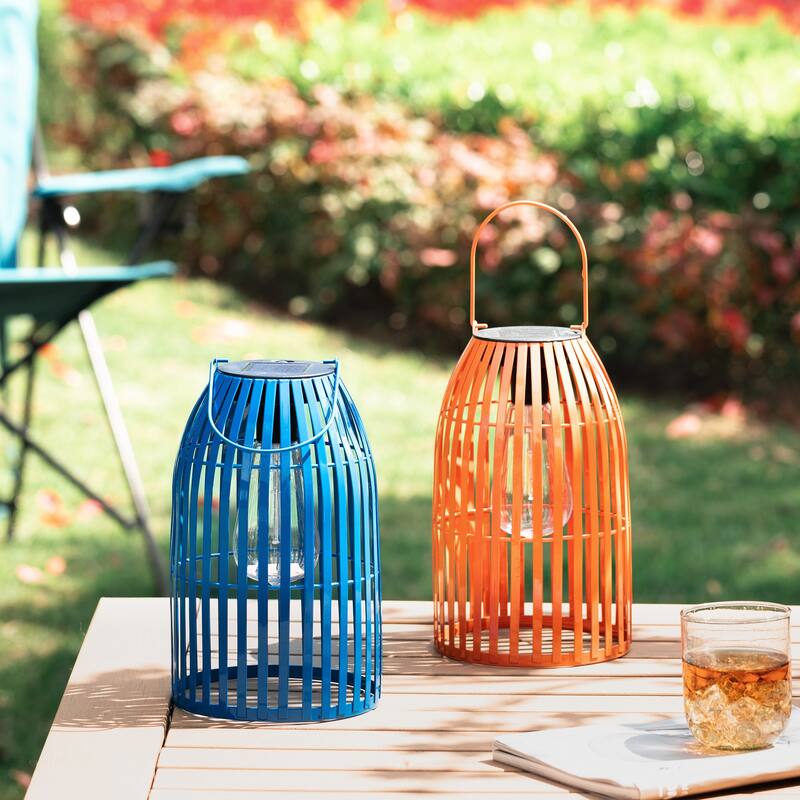 Glitzhome 9.75"H Metal Woven Solar Powered Outdoor Hanging Lantern