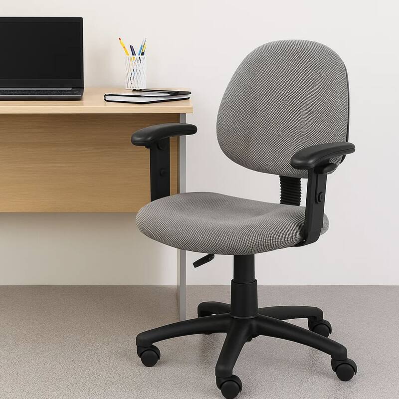 Jea Swivel Posture Chair, Adjustable Arms, Gray Tweed, Wheels