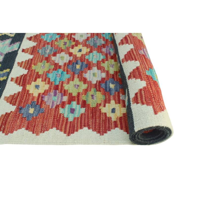 Flatweave Notoriou Charcoal/Red Runner - 2'10" x 6'8"