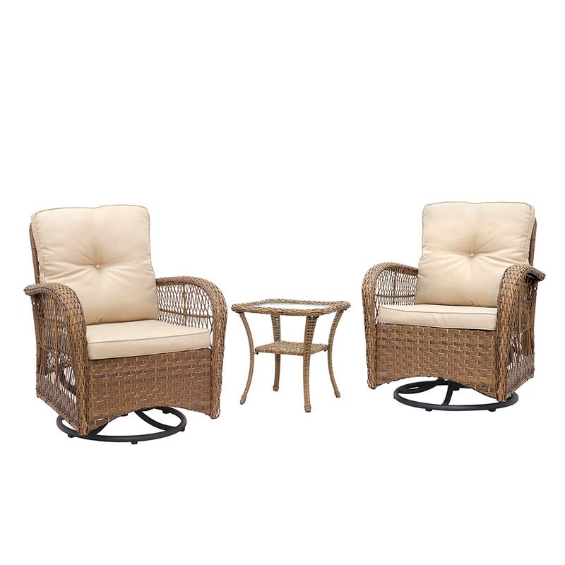 3piece Wicker Swivel Chair Conversation Set by Havenside Home On