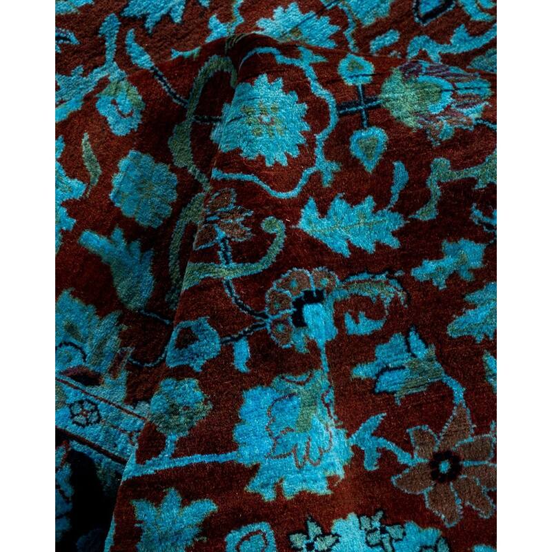 Overton Hand Knotted Wool Vintage Inspired Modern Contemporary Overdyed Blue Area Rug - 4' 1" x 5' 10"