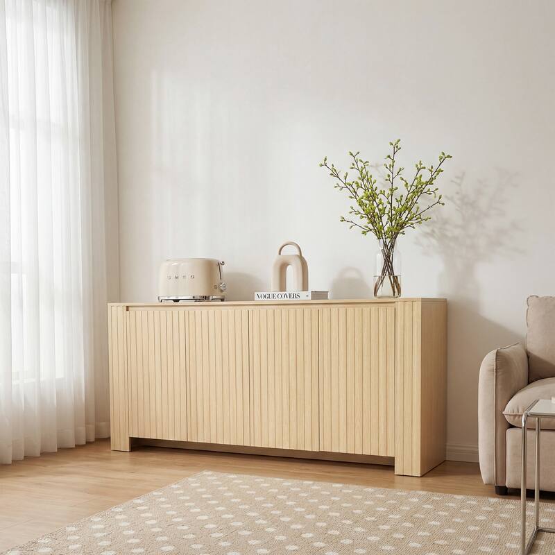 Mid-Century Modern Large 4-Door Cabinet Storage Sideboard