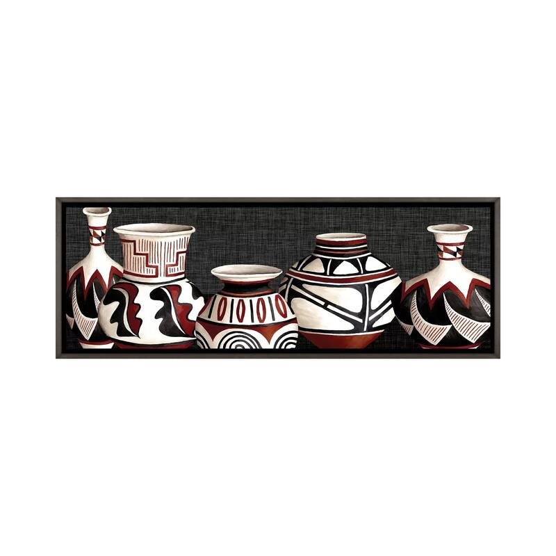 iCanvas "Mexican Pottery" by Studio W Framed - 24x72 - Charcoal