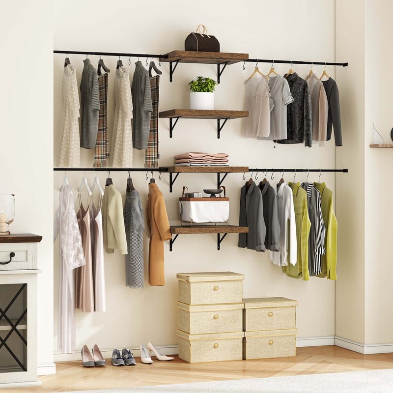 Moasis 70.8" - 102.4" W Heavy Duty Closet Organizers with 4-Tier Storage and 10 Hooks