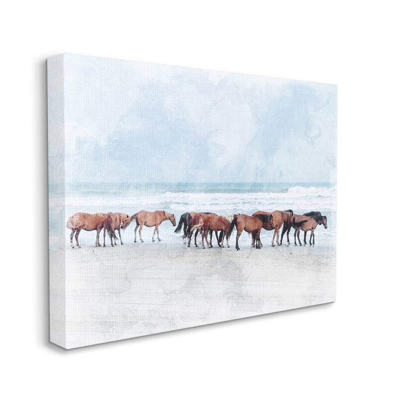 Stupell Horse Herd Grazing Beach Shore Canvas Wall Art by Lil' Rue