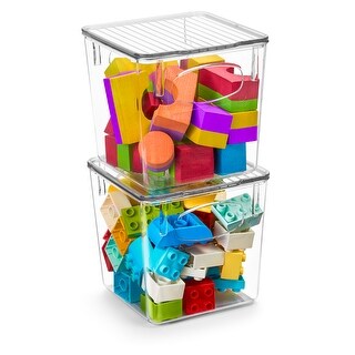Sorbus Large Storage Clear Containers with Lids Toy Bins and Organizers, Small - 2 Pk