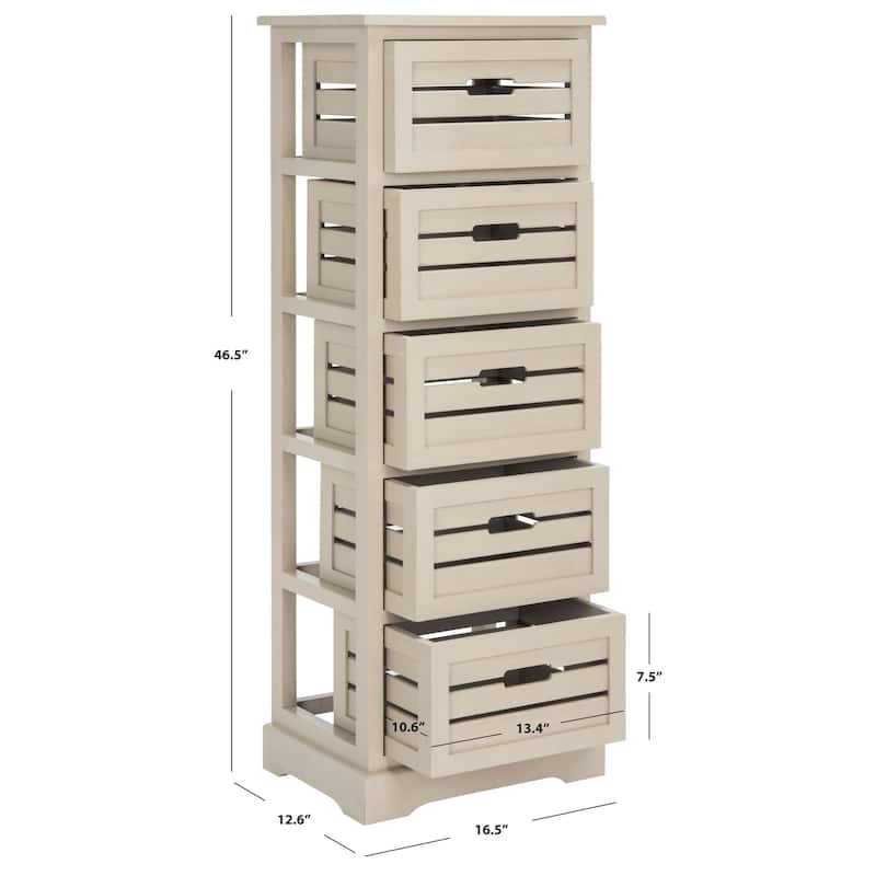 SAFAVIEH Cinda Black Storage 5-Drawer Cabinet - 16.5" x 12.6" x 46.5" - 17Wx13Dx47H