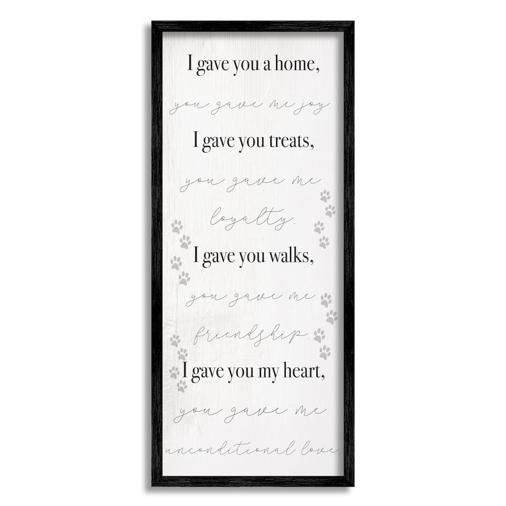 Stupell Gave You My Heart Pet Dog Family Phrases Framed Wall Art