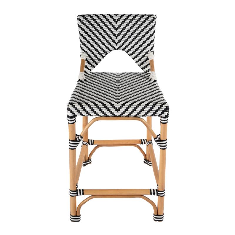 Creanly 25.25"H Seat Rattan Counter Stool with Back