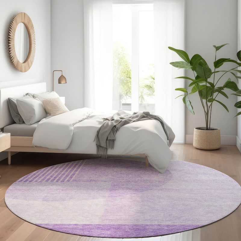 Machine Washable Indoor/ Outdoor Chantille Contemporary Modern Rug - Purple - 8' x 8'