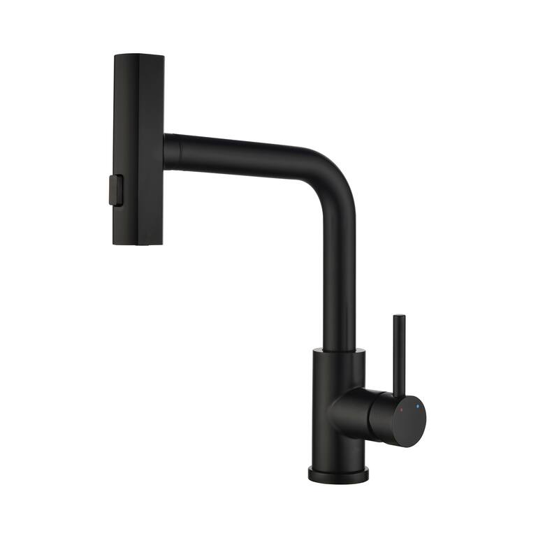 Modern 360 Degree Swivel Single Handle Bathroom Faucet with Pull Out Sprayer 3-Function Mode - Matte Black