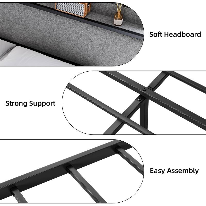 Bed Frame with Headboard and Storage