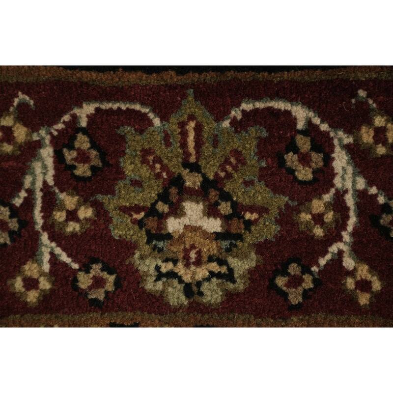 Hand Knotted Oriental 100% Wool Carpet Traditional All-Over Black Agra Runner Rug - 13' 1'' X 3' 0''