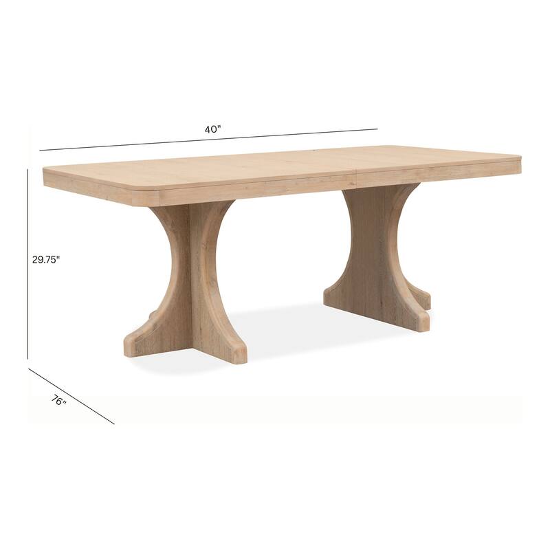 Magnussen Home Somerset Butternut Extendable Trestle Dining Table - 40''W x 76''D x 29.75''H