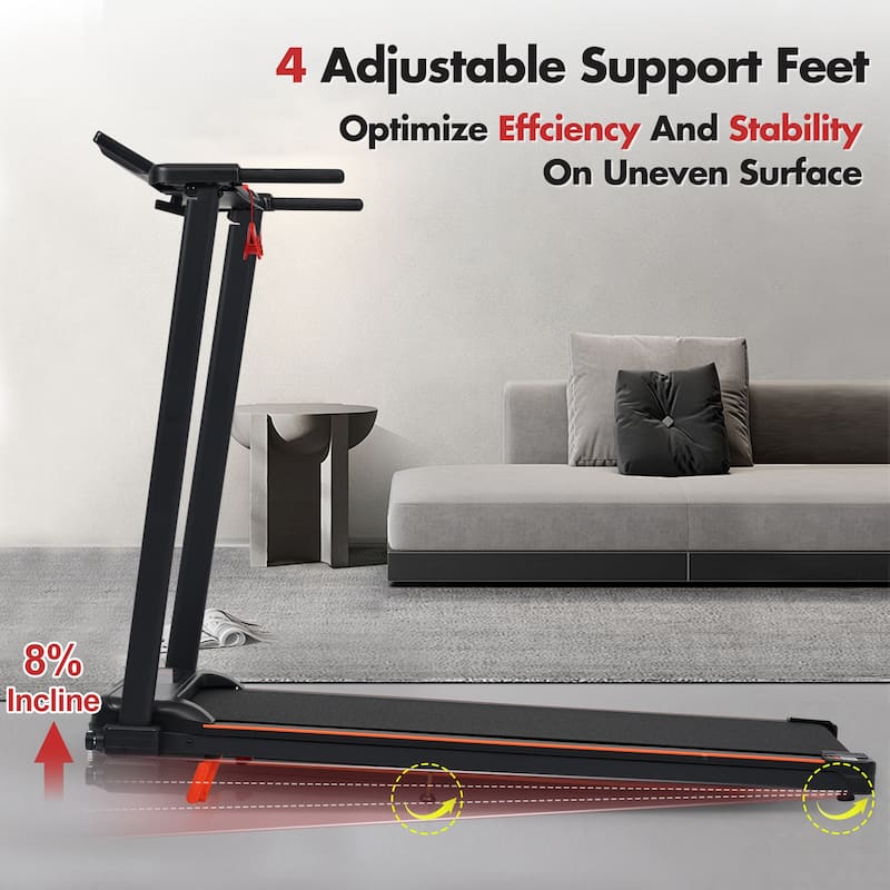 Portable Treadmills for Home with Handle, with 265 Lbs Capacity, 3.0HP Treadmill with 4 Adjustable Support Feet
