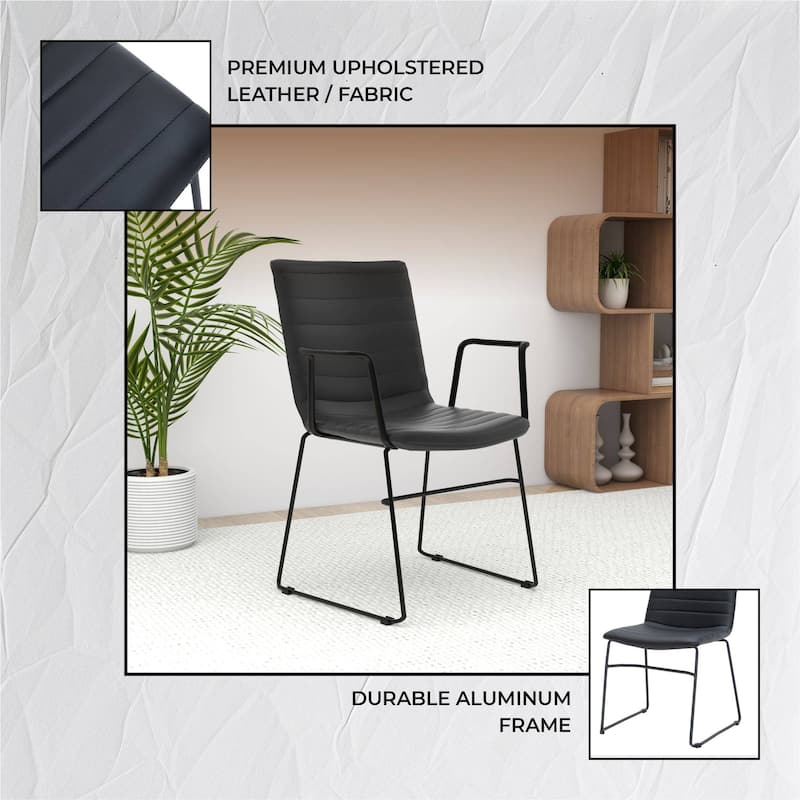 Zylar Ergonomic Guest Chair with Leather, Stainless Steel Base, High-Density Foam, Modern Design for Office or Waiting Room