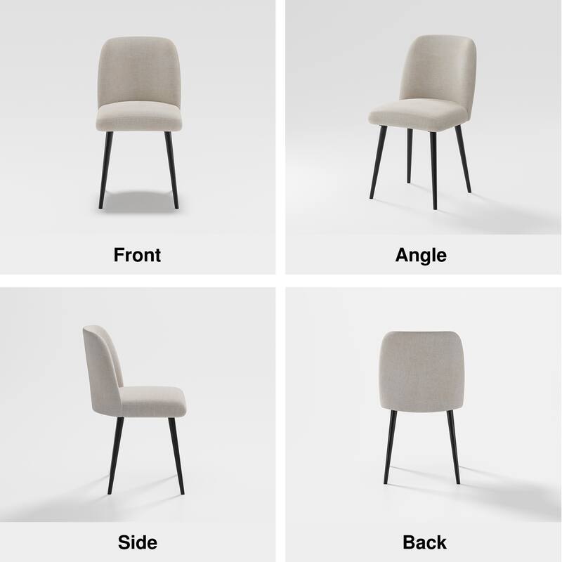 2Pcs Upholstered Dining Chairs Modern Fabric Kitchen Chairs with Padded Seat & Sturdy Metal Legs Side Chairs