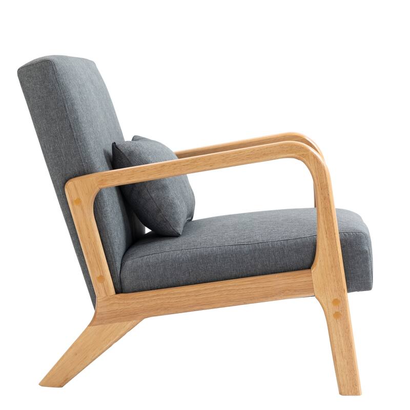 Mid Century Modern Upholstered Accent Chair with Pillow