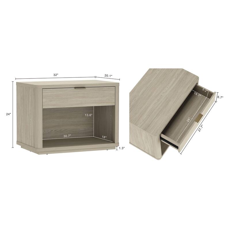 Manhattan Comfort Evelyn 32" Nightstand (1-Drawer)
