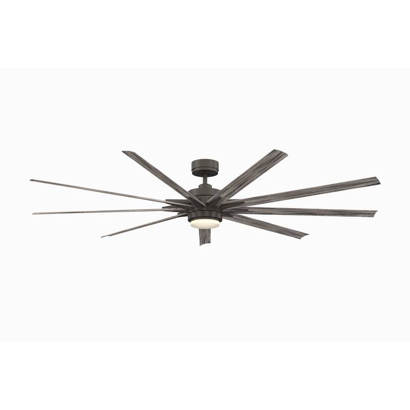 Fanimation Odyn 84 inch Indoor/Outdoor Smart Ceiling Fan with LED CCT Select Light Kit - Black - Remote