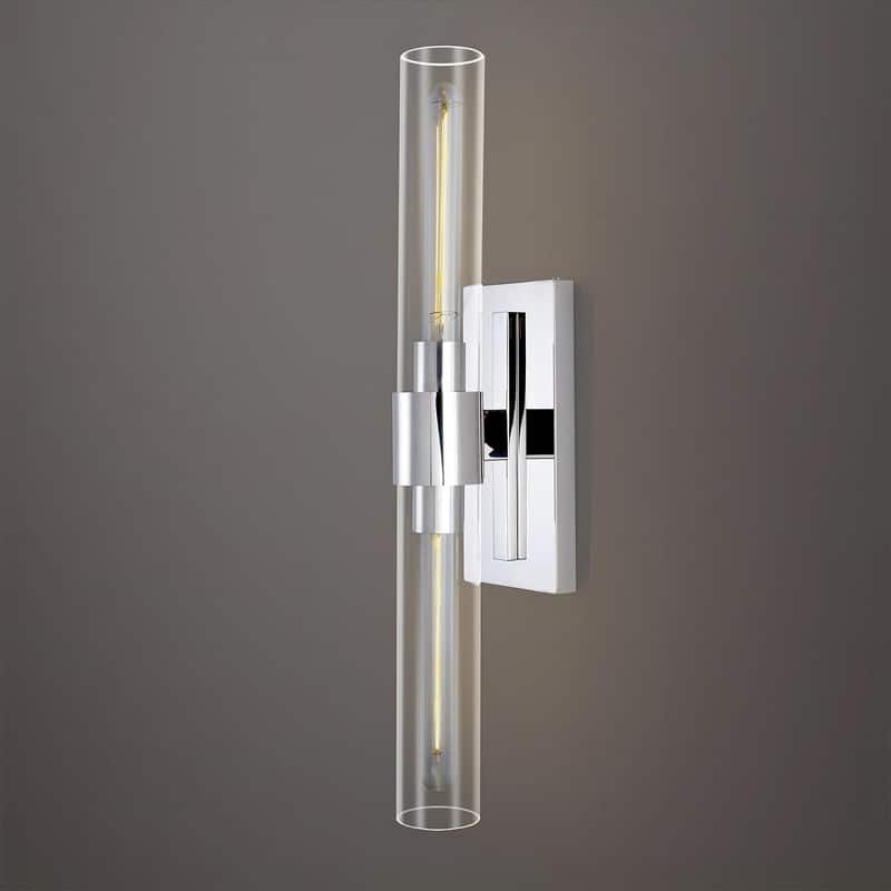KAYLA Modern Glass Wall Sconces, Indoor Wall Lighting Wall Light Fixtures, Vanity Light with Glass Shade(2-Sets) - 1 - Nickel-22.8''