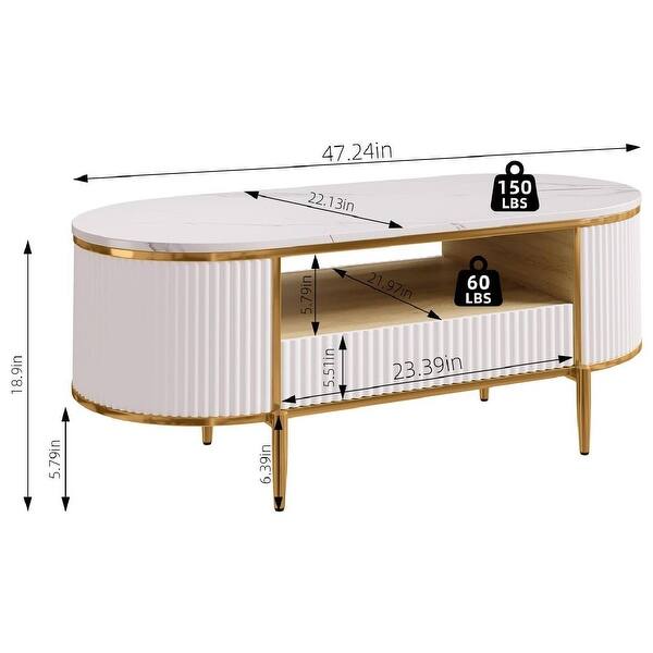 Modern Oval Coffee Table with Drawers for Living Room - Bed Bath ...