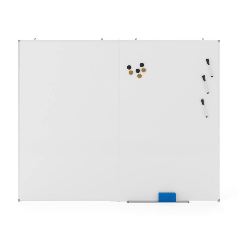 Aluminum Magnetic Dry Erase Board with Wall Mount, Marker Tray - 60"W x 0.5"D x 48"H