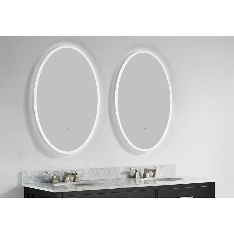 Miseno 24" W x 36" H Oval Frameless Wall Mounted Mirror with LED