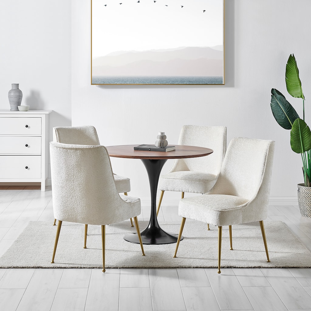 NPD Furniture Cedric KD Fabric Dining Side Chair Gold Legs (Set of 2)