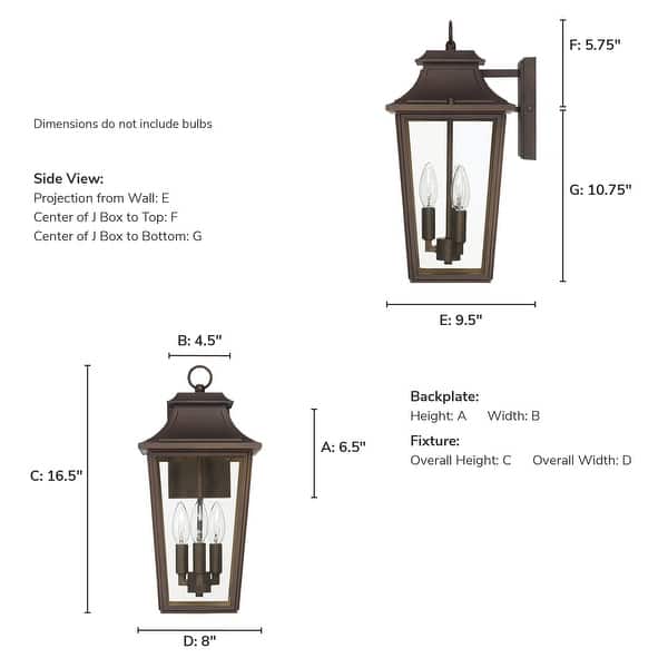 dimension image slide 5 of 8, Hunter Spring Cove Outdoor Wall Light - Front Porch, Patio, Garage, Pergola - Traditional, Mission - Resists Corrosion!