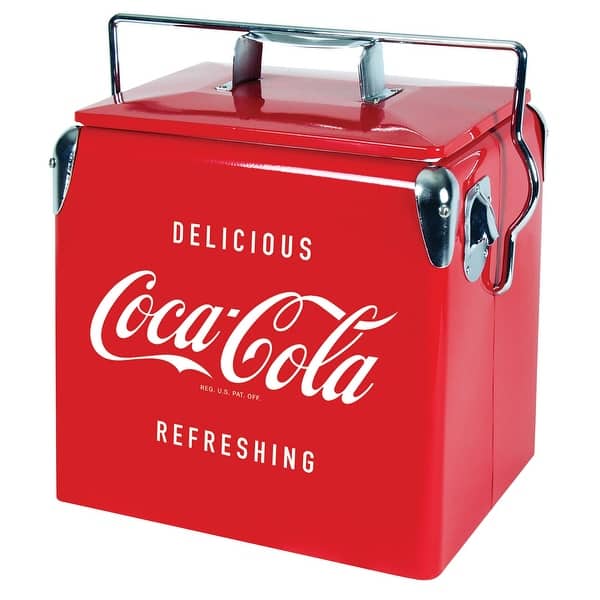 slide 7 of 7, Coca-Cola Retro Ice Chest Cooler with Bottle Opener 13L (14qt) Red