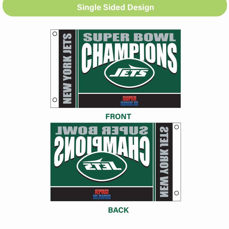 New York Jets Single Sided Flag w/ 2 Grommets, 3'x5'