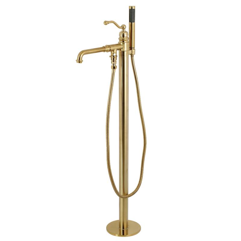 Kingston Brass English Country Freestanding Tub Faucet with Hand Shower - Brushed Brass