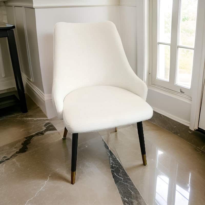 Black and Gold/White Fabric Upholstered Metal Frame Dining Chair, Set of 2, Sturdy Dining Chair for Dining Rooms - 21.75