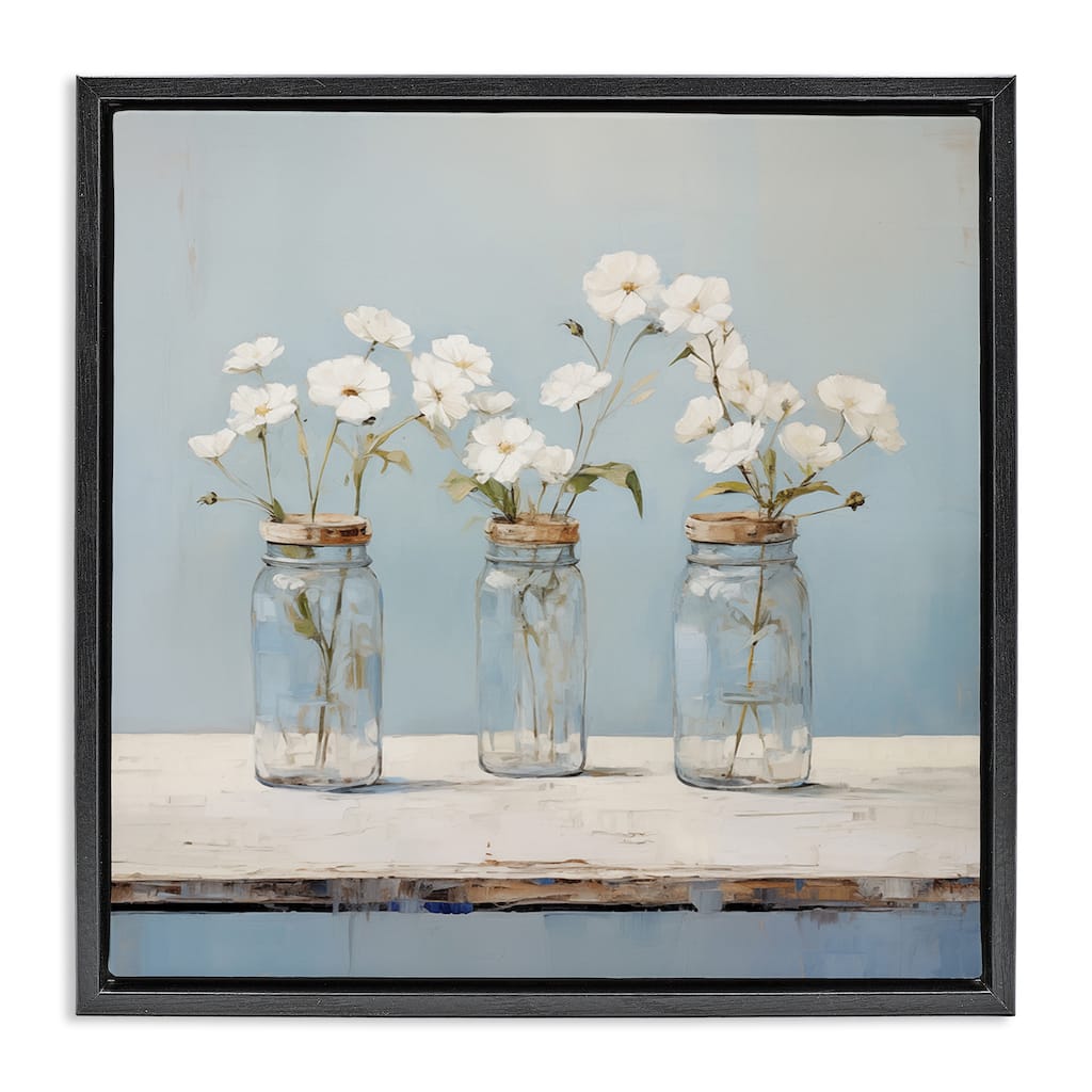 Stupell Country Jar Bouquet Trio Framed Floater Canvas Wall Art Design By Arlington Prints