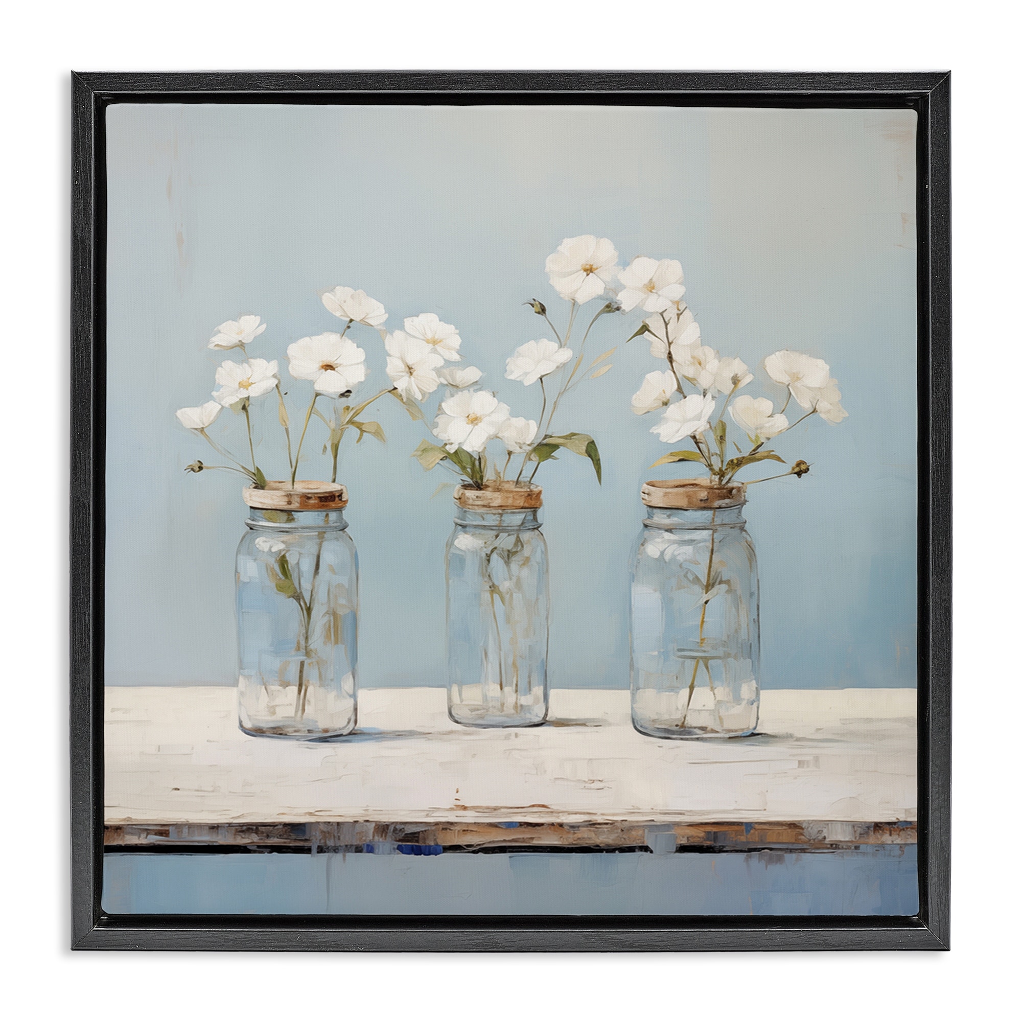 Stupell Country Jar Bouquet Trio Framed Floater Canvas Wall Art Design By Arlington Prints