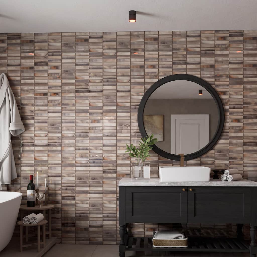 Merola Tile Borealis Greige 5-7/8" x 11-3/4" Ceramic Wall Tile