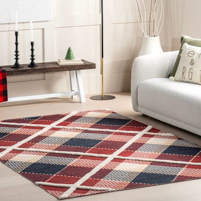 Nuloom Anastasia High-Low Plaid Area Rug.