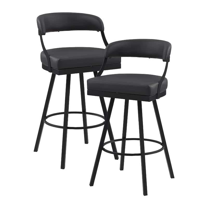 Barham Faux Leather Swivel Pub Height Chair (Set of 2)