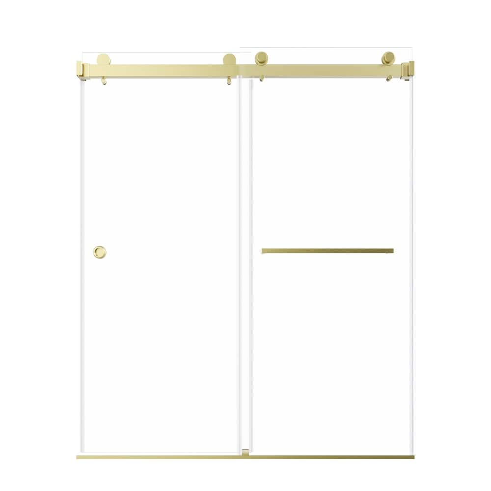 72" x 59" Frameless Double Sliding Shower Door, 8mm Easy-Clean Tempered Glass, 304 Stainless Hardware, Reversible