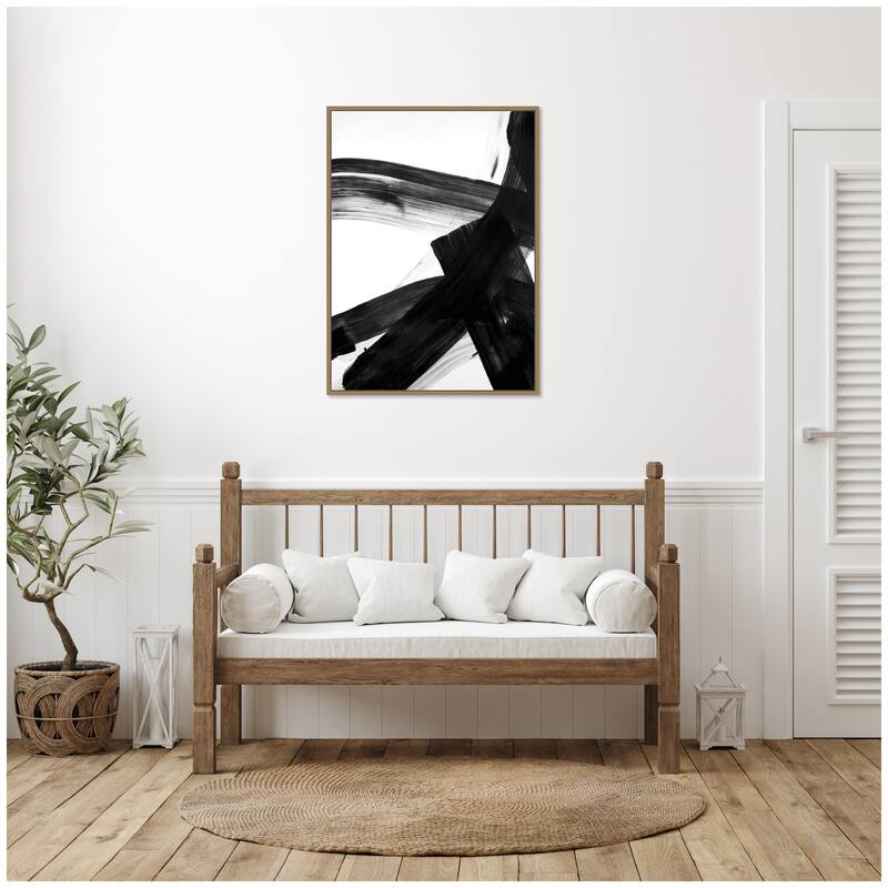 Kate and Laurel Black Mark No. 2 by Amy Lighthall Framed Canvas Wall Art Print