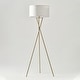 preview thumbnail 1 of 10, Brightech Jaxon 60 in. Antique Brass Mid-Century Modern LED Super Bright Floor Lamp with White Fabric Drum Shade